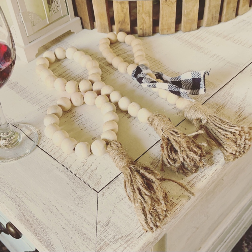 Wood bead garland home accents
